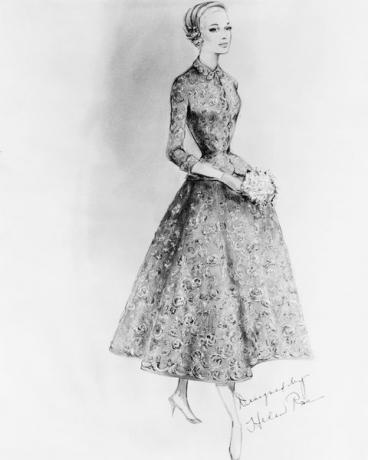 Grace Kelly civilné obrad svadobné šaty skica