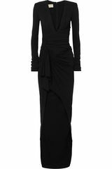 Tie-Front Ruche Crepe Gown