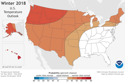 Predpoveď počasia na zimu 2019 NOAA