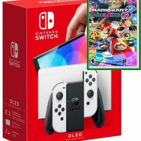 Nintendo Switch – OLED model W biela konzola Joy-Con s hrou Mario Kart 8 Deluxe – limitovaný balík